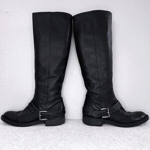 Enzo Angiolini Riding Boots Studded Moto Buckle Knee-High Tall US 6.5